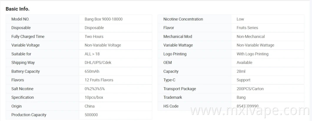 Wholesale Price Disposable Vape Pod Bang Box 9000-18000 Puffs Poco